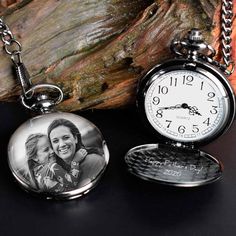 Pocket Watch Photo Engraved Necklace Anniversary Personalized Gift Custom Pocket Watch  -Birthday Gift Graduation Gift for Son or familyOur classic style  personalized pocket watch is the perfect gift for any man in your life. Personalized gifts for groomsmen, Best man, Groom or Husband, or any special Occasion. This Quartz watch features an attractive finish, a push button opening, this customized gift will make for a memorable gift or Anniersary gift. Sturdy chain and clip included for safe ke Silver Pocket Watch With Metal Dial For Gift, Silver Pocket Watch With Metal Dial As Gift, Silver Pocket Watch Metal Dial Gift, Silver Watch For Valentine's Day Gift, Customizable Black Watch As A Gift, Customizable Black Watches For Gifts, Silver Watches For Valentine's Day Gift, Customizable Black Watch As Gift, Customizable Black Watches As Gift