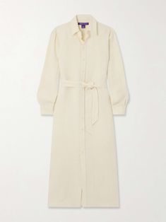 Classic Linen Shirt Dress With Spread Collar, Fitted Linen Long Sleeve Shirt Dress, Fitted Long Sleeve Linen Shirt Dress, Beige Linen Collared Shirt Dress, Beige Collared Linen Shirt Dress, Chic Button-up Linen Dress For Daywear, Chic Linen Belted Midi Dress, Chic Button-up Linen Dress, Elegant Belted Linen Dress