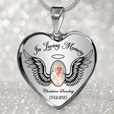 A memorial necklace is a special and precious piece of jewelry that carries memories and emotions. Memorial necklaces are usually made from high-quality materials that give them elegance, magnificence, and long-lasting properties. It's a simple and classic pendant that you can engrave with a special date, name, or photo. It can represent a special moment, an important person, or an event. Wearing a memorial necklace can remind people of those precious memories and feel the emotions and emotions associated with them.
All in all, a memorial necklace is a special and precious piece of jewelry. It is beautiful jewelry and a souvenir that carries memories and emotions, allowing people always to remember and appreciate precious moments. Cute Wings, Picture Heart, Memorial Necklace, Precious Memories, Go For It, In Loving Memory, Precious Moments, Ring Bracelet, Heart Necklace