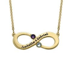 Couple’s Infinity Necklace with Birthstones – Gold Plated Infinity Necklace With Names, Skull Jewelry Women, Couple Name, Couple Necklace, Infinity Necklace, White Gold Necklaces, Gold Necklace Women, Gold Necklace Layered