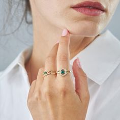 For this ring we have returned to another ring inspired by the details of tailoring. We have reversed the balance of power with this ring, bringing the button, an often forgotten detail to the center of this ring. We have played with the positive and negative spaces of a button by placing the central emerald within a frame of smaller stones. We love the strength and subtlety of this shape and how your skin will show through when wearing it. The femininity of the central stone, against the frame, offers the contrast between masculine and feminine energies. All features can be customized! Please contact us if you wish to make changes, we love making custom designs. All of our jewelry is carefully handmade in our atelier. *HC diamond are all conflict-free diamonds To order by phone 972-72-299 Elegant Emerald Rings With Halo, Formal 14k Gold Emerald Ring With Halo, Elegant Emerald Ring With Halo, Heirloom Style Emerald Ring With Halo For Formal Occasions, Elegant Emerald Halo Ring In Yellow Gold, Elegant Yellow Gold Emerald Halo Ring, Timeless Stackable Birthstone Rings, Elegant Stackable Emerald Rings With Bezel Setting, Elegant 14k Rose Gold Emerald Ring