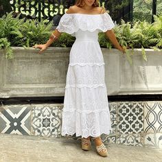 Sling Dress, Lace Skirt, Off Shoulder Dress, Casual Dresses, One Shoulder, White Dress, Stitching, Wedding Dresses, Product Description