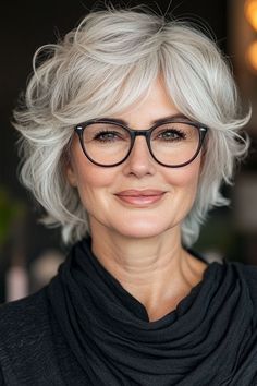 Hairstyles For Glasses Medium, Bangs For Older Women With Glasses, Chic Hairstyles Medium, Glasses For Long Faces, Layered Haircuts Shoulder Length, Layered Haircuts For Women, Grey Hair Styles For Women