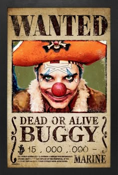 a poster with a clown's face painted on it