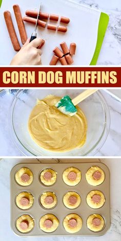 corn dog muffins are being made in the kitchen