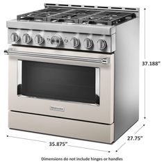 an image of a kitchen stove with the measurements for it's burners and oven doors