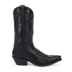 The Laramie boot has an eclectic western flair, much like the town it was named after. Classically made with genuine leather. Features detailed western stitching, as well as a stylish buck lace stitching throughout.Features: ComfortClosure Type: Pull OnShaft Circumference: 13 InchesBoot Shaft Height: 12 InchesShoe Heel Height: 1 1/4 InchesUpper/Outer Base Material: 100% LeatherShoe Lining Material: PolyesterSole Material Content: 100% RubberCalf Width: RegularToe Type: Pointed Toe, Closed ToeHe… Eclectic Western, Heel Cowboy Boots, Cowboy Boots Black, Boots Cowboy, Boots Black, Cowboy Boots, Black Boots, Heel Height, Cowboy