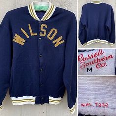 vintage snap front jacket WILSON on front Russell Southern Co 50s 1950s size M | eBay 75th Anniversary, Vintage Clothing Men, San Francisco Bay, Trucker Jacket, San Francisco Bay Area, Track Jacket, Track Jackets, Bay Area, Vintage Men