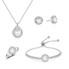 PRICES MAY VARY. 【Bridesmaid Jewelry Set Design】A round and flawless white freshwater pearl is elegantly surrounded by shining cubic zirconia, as if embraced by infinite love,which means that the relationship between the bride and the bridesmaid is pure and forever. This bridesmaid jewelry set is an ideal gift for your sister on your wedding day and let her know how important she is for you. 【High Quality Material】Classic style bridesmaid jewelry set features a cubic zirconia teardrop-shaped fra Round Alloy Jewelry For Mother's Day, Elegant Alloy Jewelry For Mother's Day, Elegant Alloy Jewelry Sets For Gifts, White Alloy Jewelry Sets For Gifts, Silver Pearl Bridal Sets For Formal Occasions, Elegant Adjustable Bridal Sets For Formal Occasions, Formal Silver Pearl Bridal Sets, Mother's Day Anniversary Alloy Jewelry, Elegant Adjustable Jewelry Sets For Formal Occasions