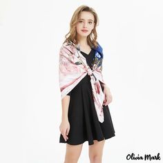 Olivia Mark - Silk scarf female new simulation silk printing vacation shawl satin large square scarf scarf Summer Silk Shawl Scarf, Trendy Silk Shawl Scarf For Summer, Large Square Scarf, Bird In Bag, Square Scarf, Olivia Mark, Silk Scarf, Silk Printing, Shawl