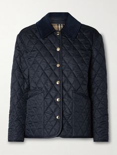 Burberry's quilted jacket is reversible, so you can wear it whichever way best matches your outfit. It's made from navy shell that's trimmed with corduroy, and has a cotton lining printed with the house's signature checks. It's padded to keep you warm. Burberry Clothes, Burberry Blazer, Burberry Quilted Jacket, Ralph Lauren Womens Clothing, Cartier Sunglasses, Summer Style Guide, Flat Dress Shoes, Burberry Women, Short En Jean