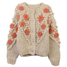 44583727366366|44583727399134|44583727431902 Winter Sweater, Knitted Coat, Cute Flower, Winter Sweaters, Sweater Coats, Autumn And Winter, Hand Crochet, Washing Instructions, Shoulder Sleeve