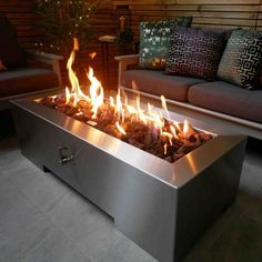 Titan Stainless Steel Gas Fire Pit Rectangular Gas Fire Pit, Stainless Steel Fire Pit, Fire Pit Kit, Rectangular Fire Pit, Fire Pit Accessories, Steel Fire Pit, Wood Burning Fire Pit, Gas Fire Pit Table, Gas Fire Pit