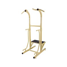 an exercise machine with two bars on the side and one leg raised up to the ground