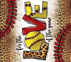 an image of a baseball and leopard print