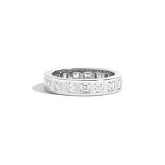 JOON Carre Eternity Ring 14K White Gold Timeless Stackable Eternity Band, Modern Eternity Band With Single Cut Diamonds For Anniversary, Modern Brilliant Cut Eternity Band For Anniversary, Modern Channel Set Eternity Band For Anniversary, Timeless Baguette Cut Eternity Band As Gift, Timeless Eternity Band With Single Cut Diamonds, Timeless Emerald Cut Eternity Band Gift, Modern Round Cut Eternity Band For Anniversary, Classic Sterling Silver Eternity Band With Single Cut Diamonds