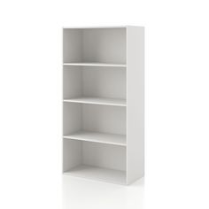 an empty white bookcase on a white background