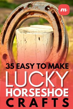 an old rusty horse shoe with the words, 25 easy to make lucky horseshoe crafts