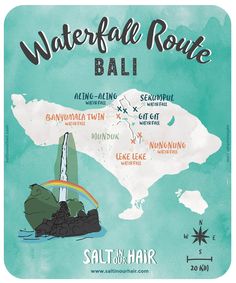 an illustrated map of the waterflool route in new zealand, with information about where to go