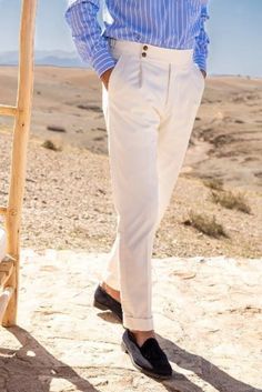 Men's White Trouser Slim Fit Stylish Pant Street Wear Formal Trousers Italian Style Trousers Men, Italian Formal Pants Men, Italian Fits Men, Semi Classic Men Outfit, Cotton Trousers For Men, Italian Trousers Men, Italian Pants Men, White Trousers Outfit Men, White Trousers Men