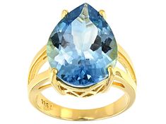 11.50ct Pear Swiss Blue Topaz 18k Yellow Gold Over Sterling Silver Solitaire Ring. Measures approximately 11/16"L X 1/16"W. Not sizeable. Fine Jewelry Pear-shaped Topaz Ring, Luxury Pear-shaped Blue Topaz Jewelry, Pear-shaped Blue Topaz Yellow Gold Jewelry, Formal Yellow Gold Topaz Teardrop Ring, Formal Blue Pear-shaped Topaz Ring, Faceted Blue Topaz Ring In Fine Jewelry Style, Fine Jewelry Blue Topaz In Pear-shaped, Fine Jewelry Blue Topaz Pear-shaped Ring, Fine Jewelry With Pear-shaped Blue Topaz