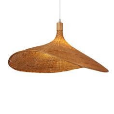 a wooden light hanging from the ceiling