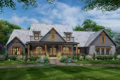 this is a computer rendering of the front elevation of these country homeplans plans