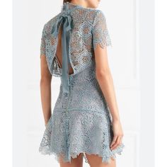 Self Portrait Blue Lace Dress, Us8, Come With Inner Layer. Ascot Dresses, Portrait Dress, Blue Lace Dress, Crochet Lace Dress, Lace Blue Dress, Guipure Lace, Icy Blue, Slingback Heel, Neck Lace