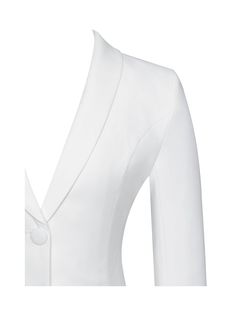 Elevate your style with our chic white blazer dress, meticulously crafted with luxurious lining for a flawless fit and feel. This sophisticated piece features fabric-covered buttons that add a touch of elegance to the ensemble. The pleated bottom adds a feminine flair, creating movement and grace with every step. Perfe Chic Formal Blazer Dress With Structured Boning, Elegant Semi-formal Blazer, Elegant Blazer Dress With Notch Lapel And Structured Boning, Chic Fitted Blazer Dress With Structured Boning, Elegant Blazer With Lapel Collar, Elegant Single-breasted Blazer For Semi-formal Occasions, Chic Fitted Blazer Dress For Formal Occasions, Elegant Single-breasted Semi-formal Blazer, Elegant Formal Blazer With Suit Collar