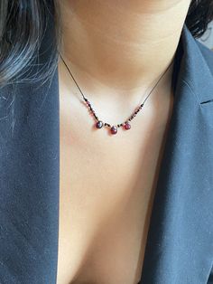 Delicate Garnet Choker Necklace, Sterling Silver Garnet Necklace, Layered Necklace, Minimalist Necklace, Handmade Jewelry,necklace for Women - Etsy Garnet Choker, Red Garnet Necklace, January Birthstone Necklace, Gemstone Bar Necklace, Watermelon Tourmaline Necklace, Dainty Choker, Necklace Layered, Handmade Jewelry Necklace, Macrame Knot