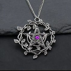 Brand New Really Beautiful. Perfect With Any Outfit Fast Shipping Witch Necklace, Pentagram Pendant, Pretty Jewelry Necklaces, Stone Statement Necklace, Jewellery Necklaces, Purple Gift, Crystal Choker Necklace, Boho Style Jewelry, Gold Cross Pendant