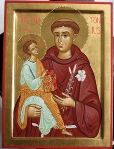 an icon of the saint holding a child