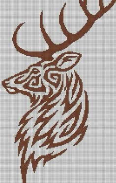 a cross stitch pattern with an image of a deer's head