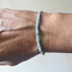 Larimar Karen Hill Tribe Thai Silver Beaded Bracelet with | Etsy Adjustable Turquoise Beaded Dangle Bracelets, Turquoise Friendship Bracelets With Faceted Beads, Bracelet Layering, Dangle Bracelet, Sundance Style, Silver Beaded Bracelet, Stack Bracelet, Silver Bead Bracelet, Mesa Az