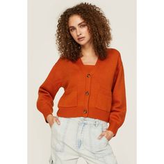 Orange knit (100% Merino Wool). Sweater. Long sleeves. V-neck. Front button closure. 21" from shoulder to hemline. Imported. Off Duty Outfits, Orange Knit, Orange Cardigan, Rent The Runway, Closet Designs, Merino Wool Sweater, Wool Sweater, Off Duty, Polo Ralph