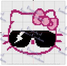 a cross stitch pattern with sunglasses and pink bow