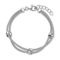 Here’s a chain bracelet design with details that warrant a double take. Sterling silver Two lengths of mesh Spiga chain are captured at regular intervals with polished twist beads 2.0mm width 6.5 inches with 1.0-inch extender; lobster claw clasp White Gold Double Chain Metal Jewelry, White Gold Double Chain Jewelry, White Gold Jewelry With Double Chain, Adjustable Jubilee Snake Chain Bracelet, Silver Adjustable Snake Chain Bracelet, Modern Silver Snake Chain Bracelet, Modern Silver Jewelry With Satellite Chain, Adjustable Silver Jewelry With Double Chain, Silver Satellite Chain Metal Bracelet