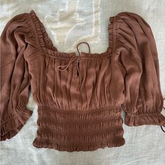 Slightly Cropped. Smocked. Never Worn, Nwot. Depending On Bust Size Could Fit A Medium (My Friend Tried It On And Is Normally A Medium, I’m Normally Closer To An Xs And It Fits Me Too). Color More Like 2nd Pic. Originally $50. Brown Top, My Friend, Abercrombie Fitch, Crop Tops Women, Smocking, Womens Tops, Women Accessories, Crop Tops, Outfit Accessories