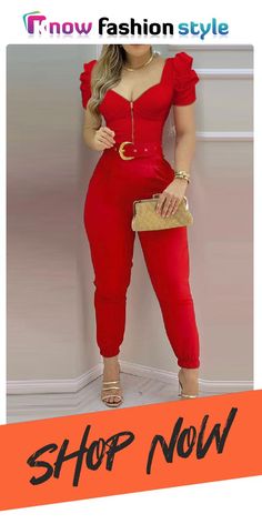 Red Casual Solid Split Joint Fold Zipper V Neck Regular Jumpsuits (Without Belt) Red Party Jumpsuits And Rompers, Red Non-stretch Jumpsuits And Rompers, Red Solid Color Jumpsuits And Rompers For Night Out, Red Solid Color Jumpsuit For Night Out, Casual Red High Waist Jumpsuits And Rompers, Trending In 2023, Purple And Gold Dress, Hot Jumpsuits, Hot Swimwear