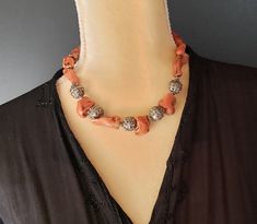 "Vintage Bedouin Silver Bawsani filigree coral beads Necklace' form Yemen Very Old nicely decorated with Moroccan Red coral and Silver Bawsani Yemen beads unique necklace piece from the earliest 1900'. Hallmarked.This is an example of the most delicate workmanship. item is individually handcrafted by local artisans in Yemen Originally these kind of jewellery was worn on the Arab Peninsula and in the Horn of Africa. Women wore these pieces as chokers and as headdresses per-owned vintage item whic Traditional Coral Necklace With Polished Beads, Traditional Coral Necklace With Gemstone Beads, Traditional Coral Necklace With Large Beads, Traditional Red Coral Beaded Necklace, Artisan Red Coral Necklace With Large Beads, Traditional Coral Jewelry With Large Beads, Bohemian Jewelry With Large Red Coral Beads, Unique Large Beads Red Coral Jewelry, Bohemian Red Coral Jewelry With Large Beads