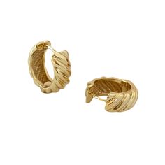 If bold minimalism is your vibe, the mini Croissant Hoops were made for you. Style a mixed-metal look by stacking with our everyday ear cuffs. Ready to ship in 1-3 business days. Chic Gold Tarnish-resistant Huggie Earrings, Gold Plated Ear Cuff For Everyday Wear, Chic Gold Huggie Earrings For Everyday, Everyday Gold Plated Ear Cuff, Gold Metal Huggie Cartilage Earrings, Tarnish Resistant Metal Huggie Earrings, Everyday Minimalist Gold-tone Huggie Earrings, Everyday Metal Huggie Earrings, Trendy Gold-plated Ear Cuff