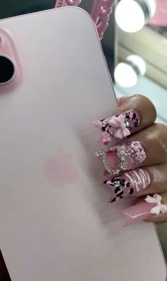 Cute Acrylic Nail Designs, Long Acrylic, Pink Acrylic, Pink Acrylic Nails, Birthday Nails, 15th Birthday, Long Acrylic Nails, Cute Acrylic Nails