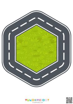 an image of a road in the shape of a hexagonal frame with leaves on it