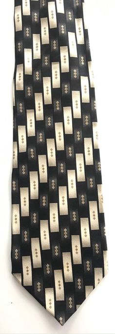 90s Black & White Abstract Print Tie, Rectangle Geometric Tie, Black White Tie, Abstract Print Tie, Elegant Black Summer Ties, Formal Tie, Micro Print, Sailboat Print, Black White Abstract, Ocean Print, Blue Ties, Black And White Abstract, White Tie