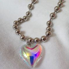 Rainbow Transparent Heart Necklace Choker White Heart Pendant Necklace For Party, White Heart Necklace For Party, Trendy White Heart Necklace For Party, Clear Heart Charm Necklace, Clear Heart Charm Necklace With Heart Pendant, Transparent Heart, Rainbow Choker, Southwestern Necklace, Rose Gold Pendant Necklace