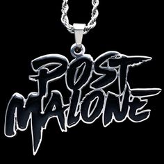 "Post Malone Necklace * 2\" stainless steel pendant *Comes with your choice of chain" Black Pendant Necklace For Streetwear, Customized Black Stainless Steel Necklace, Personalized Black Metal Necklaces, Customizable Black Stainless Steel Necklaces, Punk Style Black Necklace For Streetwear, Black Pendant Jewelry For Streetwear, Black Nickel-free Jewelry For Streetwear, Nickel-free Black Jewelry For Streetwear, Black Necklace With Adjustable Chain For Streetwear