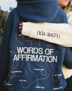 Your favorite design, in a brand new color. "Words of Affirmation" courtesy of Dandy Worldwide.  Brand new fit. Softest fabric we could get our hands on. Built for comfort.  Dandy's all-new Oversized Lux Hoodie line features a new fit entirely. A seamless shoulder means the hoodie falls over your arms like a warm hug. Dandy Worldwide, Aesthetic Hoodies, Color Words, Shirt Inspiration, Trendy Hoodies, Words Of Affirmation, Warm Hug, Heather White, Embroidered Hoodie