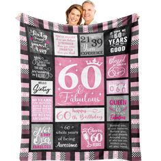 PRICES MAY VARY. 【60TH BIRTHDAY GIFT 】Happy 60th Birthday! 60th Birthday Gifts for Women. 60th Birthday is a Major Milestone on the Road and One That is Definitely Worth Celebrating. Designed for the 60th Birthday, This Flannel Blanket is a Super Soft Material Perfect for Expressing Love and Warmth. This Birthday Blanket Can Be At Birthday Parties to Express Wishes and Love Given to Relatives and Friends, Such As Mother, Dad, Wife, Husband, Aunt, Uncle, Brother, Sister-in-law, Grandparents, Sist Birthday Gift Ideas, Birthday Gifts For Women, Girl Gifts, Birthday Decorations, Year Old, Throw Blanket, Gifts For Women, Birthday Gift, Birthday Gifts