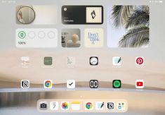 an image of the home screen with many different app icons on it, including palm trees