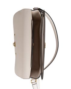 Composition: 100% Calfskin Designer Beige Flap Bag, Luxury Cream Flap Bag For Formal Occasions, Luxury Beige Satchel Flap Bag, Classic Shoulder Bag With Detachable Strap In Saffiano Leather, Classic Saffiano Leather Shoulder Bag With Detachable Strap, Top Handle Saffiano Leather Shoulder Bag With Adjustable Strap, Saffiano Leather Top Handle Shoulder Bag With Adjustable Strap, Luxury Cream Calf Leather Shoulder Bag, Designer Flap Bag With Leather Lining For Office